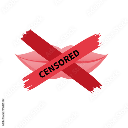 Censored voiceless female sealed mouth ban icon