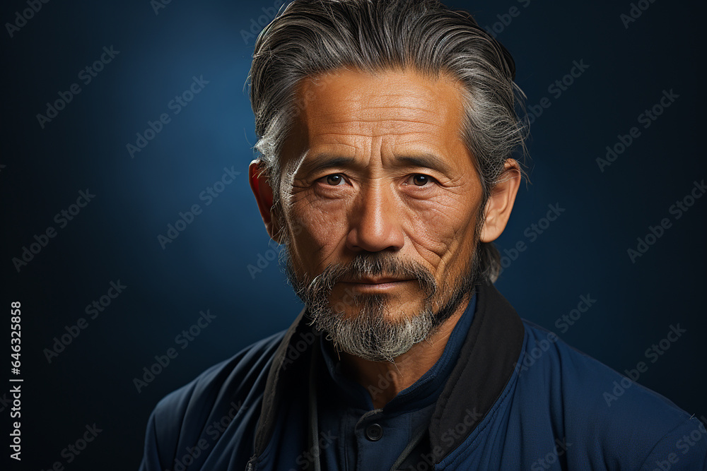 Studio portrait of handsome middle age asian man standing on different colours background Studio portrait of handsome middle age asian man standing on different colours background