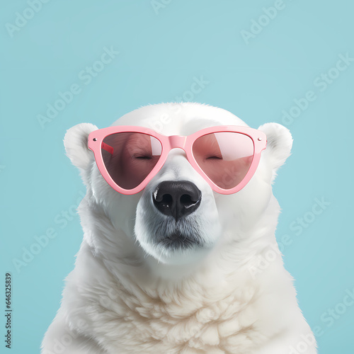 Creative animal with sunglasses on a pastel-coloured background © lee