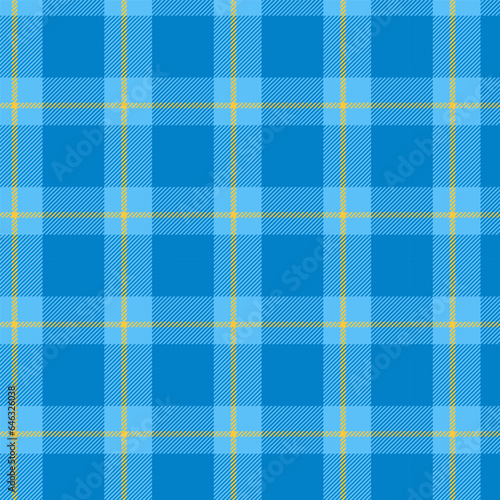 Seamless checked pattern with plaid.Plaid tartan with twill weave repeat pattern in blue and yellow.Vector illustration texture background.For textile, print, website.