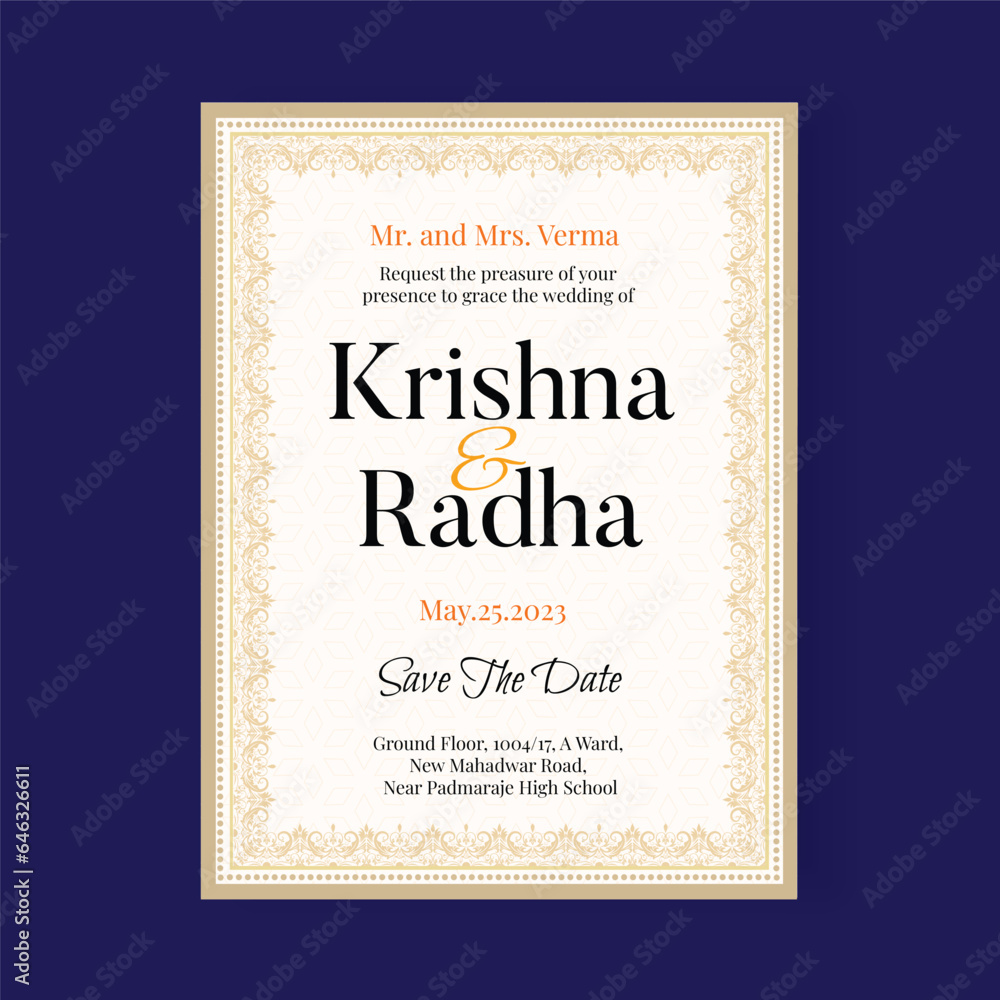 Traditional Royal Wedding Invitation card design