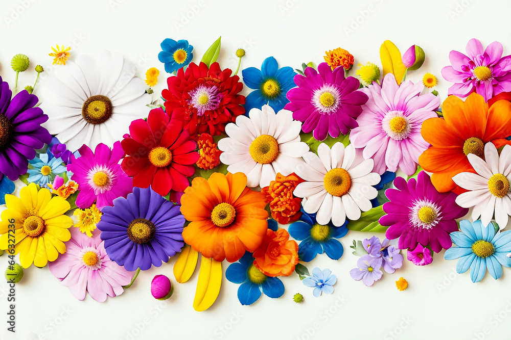 Colorful flowers in cut style