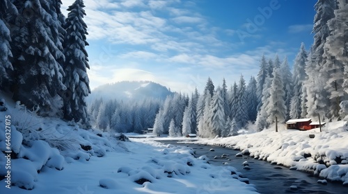 Winter forest in the Carpathians