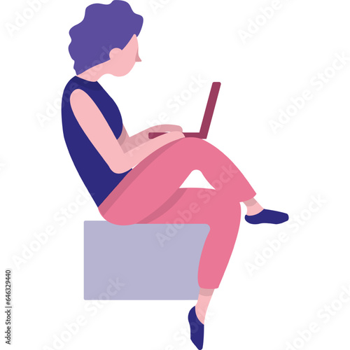 Woman programmer work on laptop vector icon