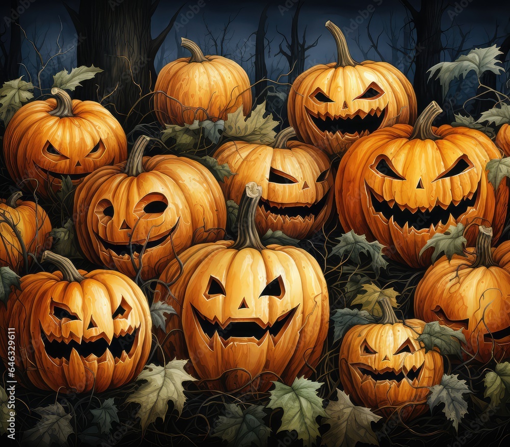 halloween pumpkins on a black background halloween pumpkins on a black background