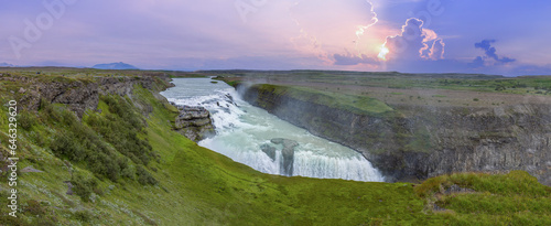 Schilderij op canvas Reykjavik, tour to scenic Gullfoss Falls, a part of Iceland Golden Circle travel destination