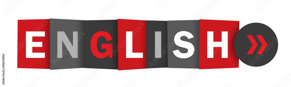ENGLISH red and gray vector web button ENGLISH red and gray vector web button