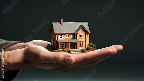 Miniature home on the hands, buying a new house or investment concept
