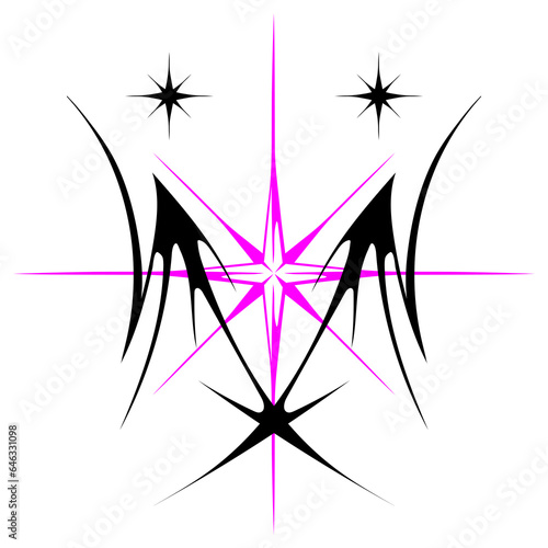 Cyber sigilism design. Neo tribal gothic style shape.
