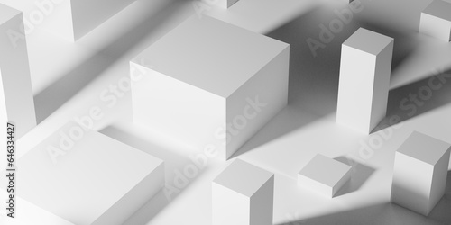 Abstract white background with cubes. 3D render.