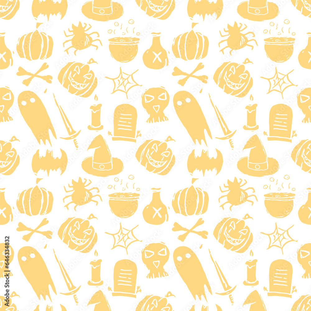 Seamless Halloween pattern. Doodle Halloween background Seamless Halloween pattern. Doodle Halloween background
