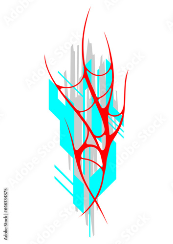 Cyber sigilism poster. Neo tribal gothic style shape.