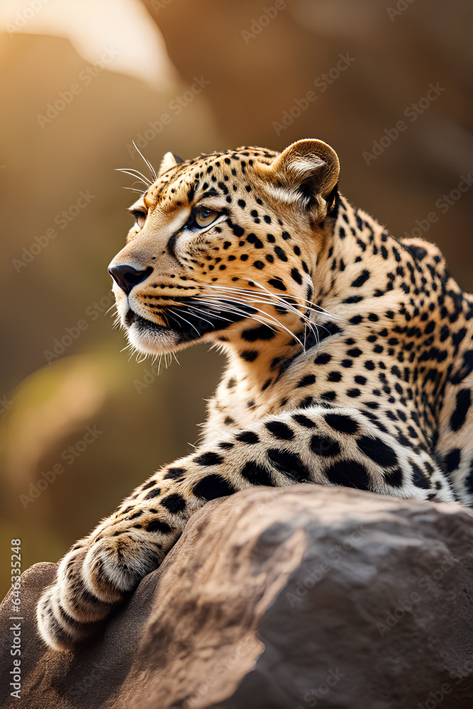 a leopard taking rest on the rock. Generated by AI tools. a leopard taking rest on the rock. Generated by AI tools.