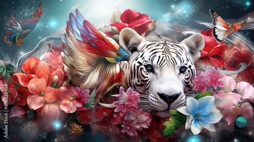 Tiger and flower background