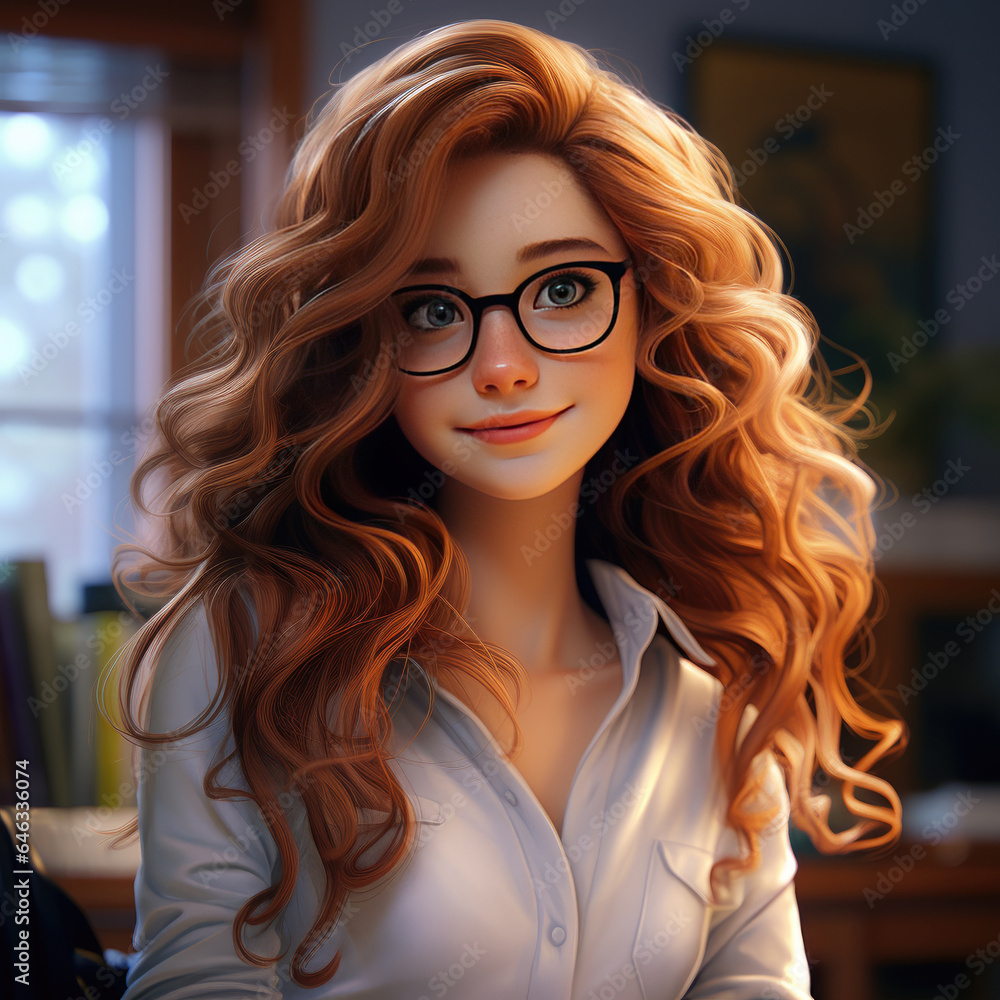 Smiling Woman with Red Hair and Glasses a Portrait of Elegance and Beauty Smiling Woman with Red Hair and Glasses a Portrait of Elegance and Beauty