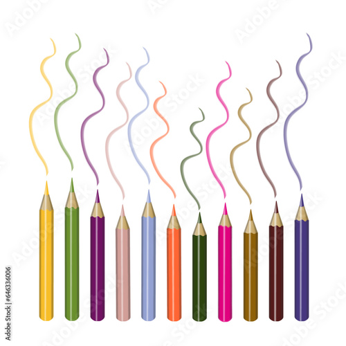 samples of colored pencils on a white background