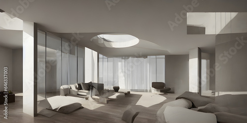 The interior of the room with furniture. Created with the help of artificial intelligence
