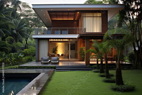 House In The Jungle,  Modern Indian House, Modern Indian House Design, Modern Indian House Exterior © Lahiru Gayashan