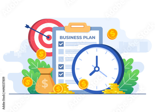 Business plan flat illustration vector template, 