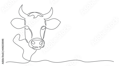 Cow One line drawing on white background