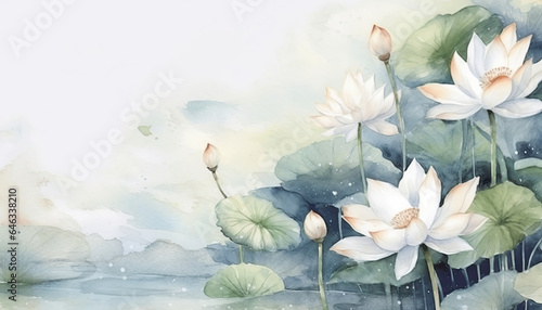 white lotus flower background watercolor