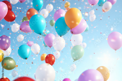 Balloons background for birthday  ceremony event card  generated by AI