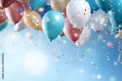 Balloons background for birthday, ceremony event card, generated by AI