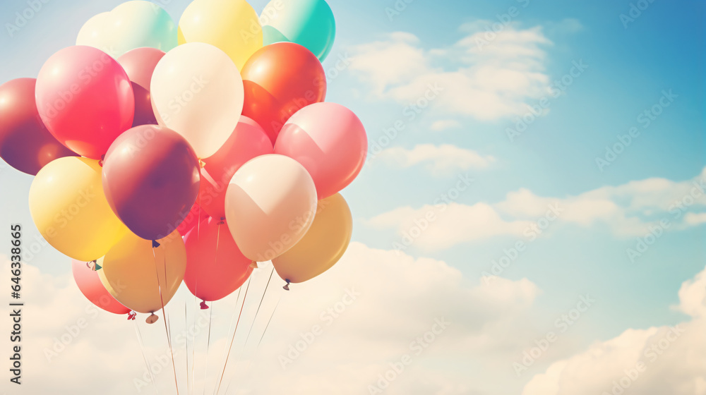 Multicolor balloons with a retro instagram filter