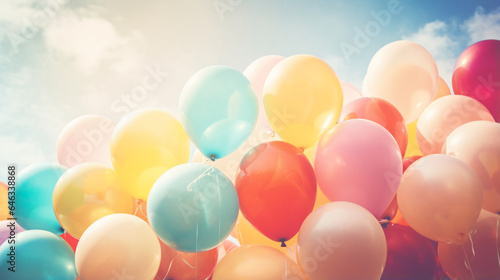 Multicolor balloons with a retro instagram filter