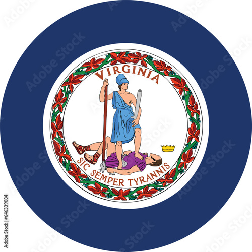 Circle badge flag of US federal state of Virginia