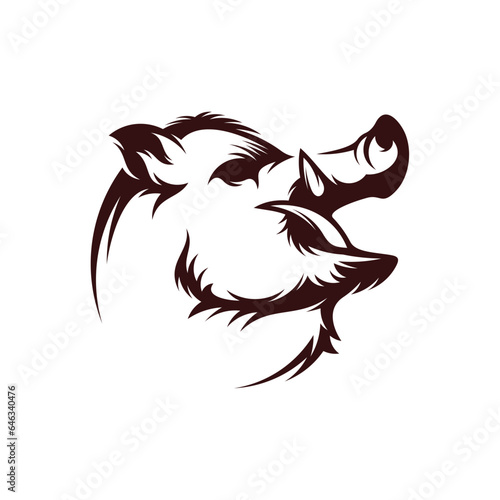 Wild Boar Head vector illustration design. Wild Boar logo design Template.
