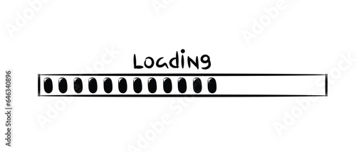 Hand drawn line sketch style. Slow download speed, progress status, internet load bar concept. Isolated vector illustration.
