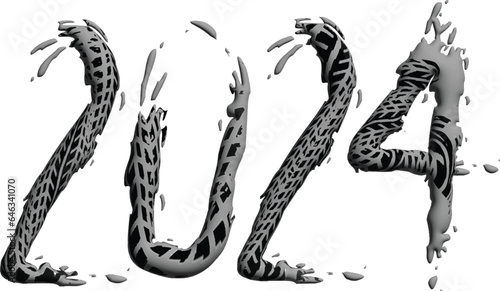 Happy New Year 2024 Black And White Urban Vector Texture Template. Dark Messy Dust Overlay Distress Background. Easy To Create Abstract Dotted, Scratchedg
