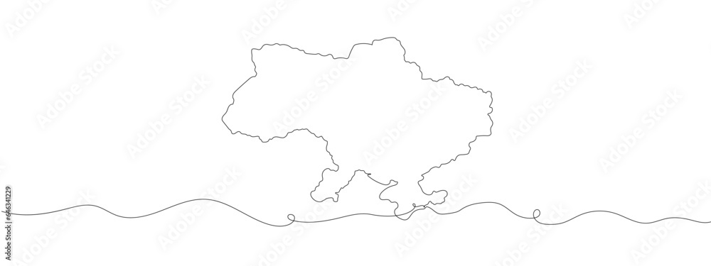 Continuous line drawing of Ukraine map. One line image of Ukraine map. One line drawing background. Vector illustration. Continuous line drawing of Ukraine map. One line image of Ukraine map. One line drawing background. Vector illustration.