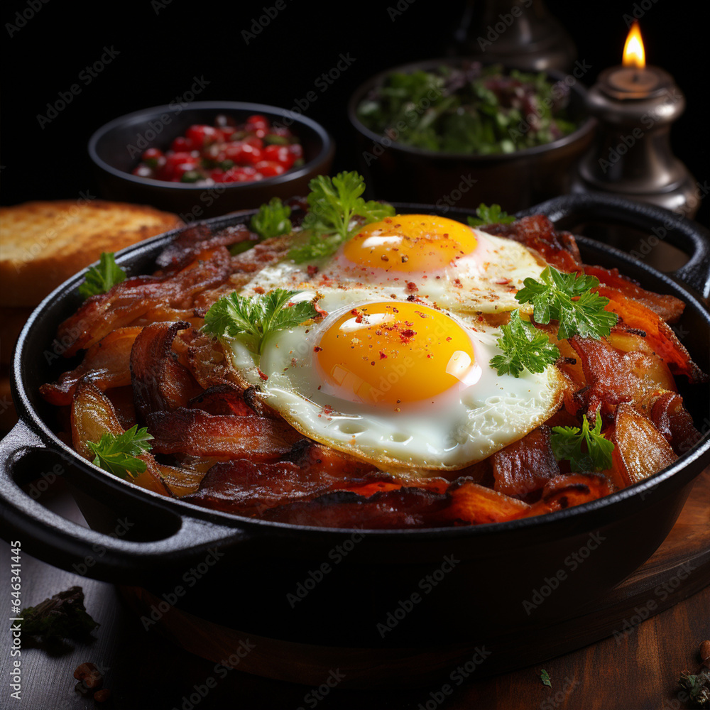  fried eggs with vegetables