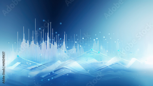 Futuristic blue abstract digital background showcasing financial data analysis, representing modern technology and global business trends