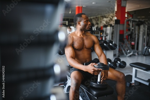 Portrait of male African American athlete on training