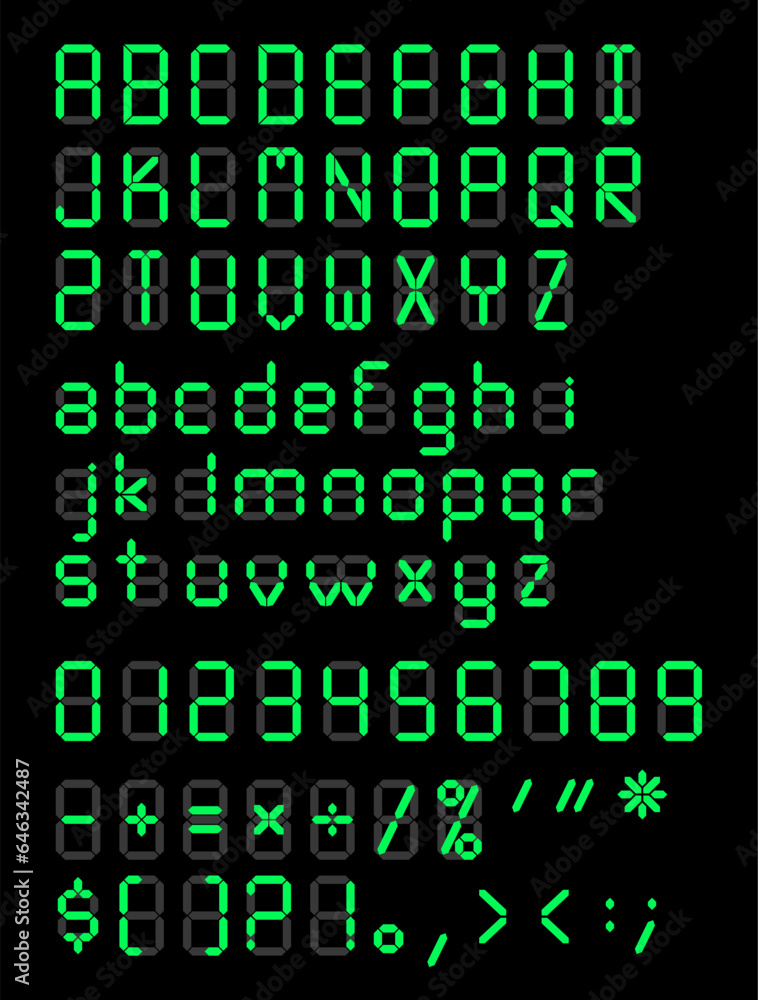 Digital alarm clock font
