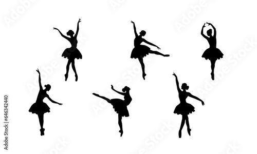 Young ballet dancer standing in pose flat design on grey background. Vector illustration Design, ballerinas in special dancing dresses 