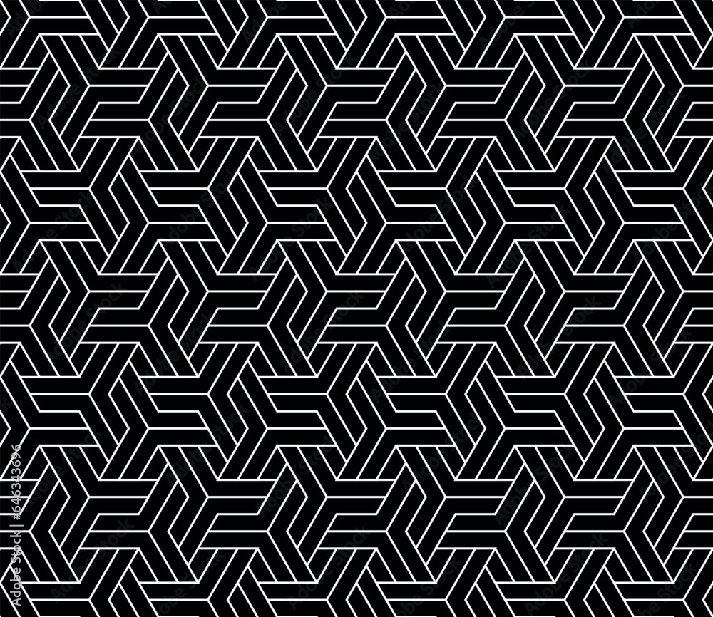 Abstract geometric pattern with stripes, lines. Seamless vector background. White and black ornament. Simple lattice graphic design. Abstract geometric pattern with stripes, lines. Seamless vector background. White and black ornament. Simple lattice graphic design.