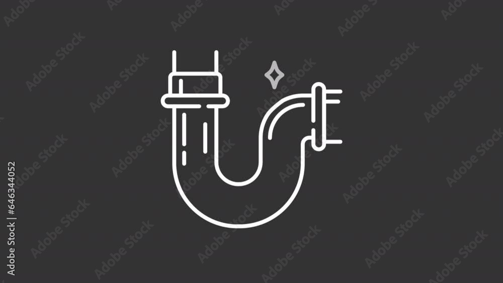 White icon animation of waste pipe cleaning, HD video with transparent background, seamless loop 4K video representing housekeeping. White icon animation of waste pipe cleaning, HD video with transparent background, seamless loop 4K video representing housekeeping.