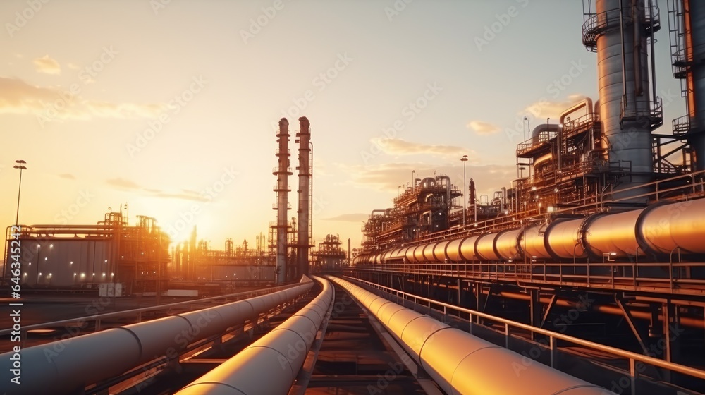 factory of Large oil refinery pipeline and gas pipeline in the process of oil refining and the movement of oil and gas, Generative AI factory of Large oil refinery pipeline and gas pipeline in the process of oil refining and the movement of oil and gas, Generative AI
