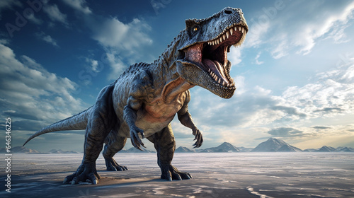 tyrannosaurus rex dinosaur 3d render. Generative Ai © PETR BABKIN