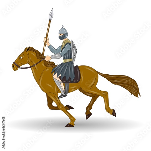Knight on horseback isolated on a white background. Vector illustration. © shamim