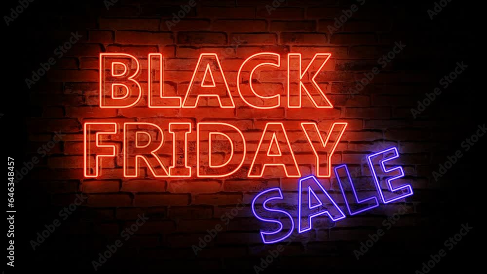 Black Friday Sale neon flashing sign banner for promo video. Black Friday Sale neon flashing sign banner for promo video.