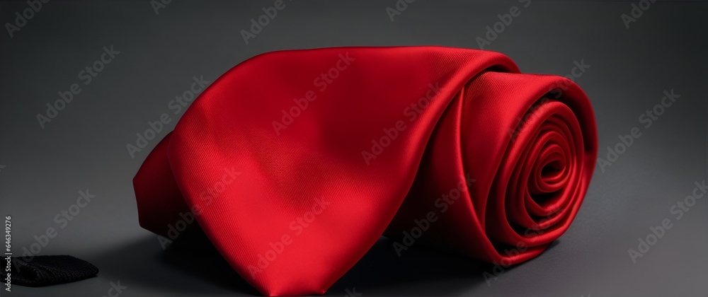 Red silk neck tie in a plain black background from Generative AI Red silk neck tie in a plain black background from Generative AI