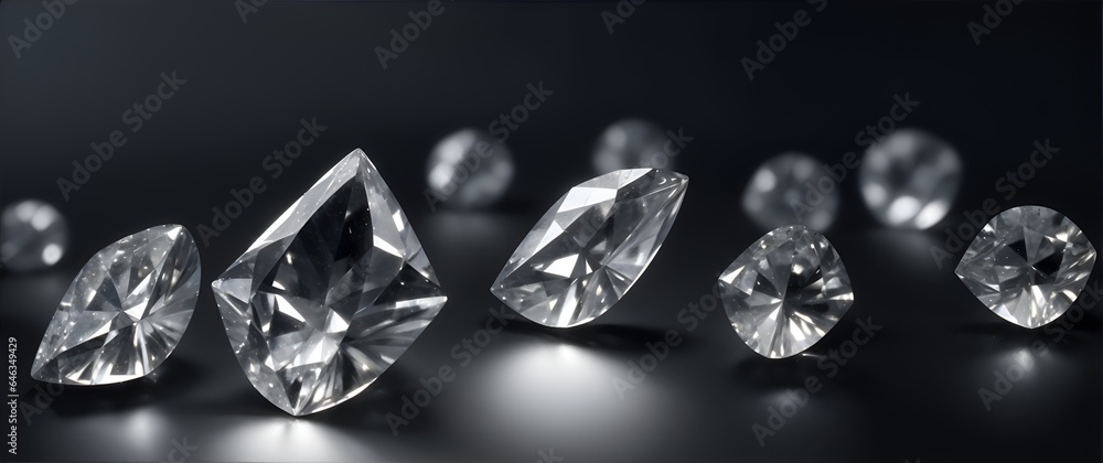 Close-up of a bunch of diamonds in a plain dark background from Generative AI Close-up of a bunch of diamonds in a plain dark background from Generative AI