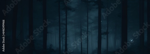 Gloomy forest at night from Generative AI