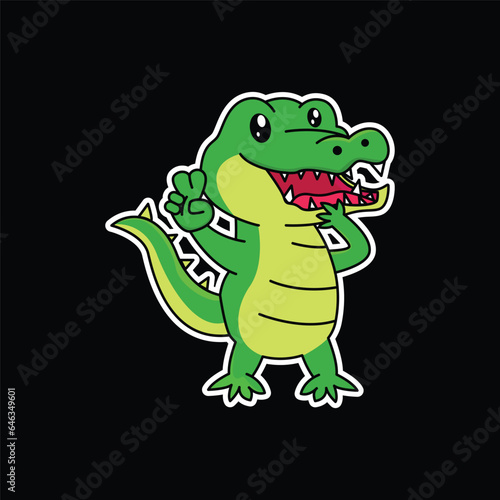 Cute Crocodile Cartoon Vector Animal Design Template