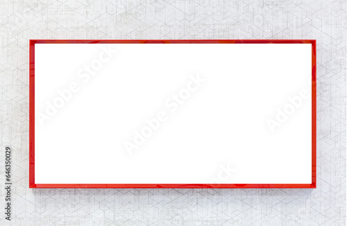 Wallpaper Mural Empty painting with red frame on gray and modern wall. Horizontal orientation. Torontodigital.ca